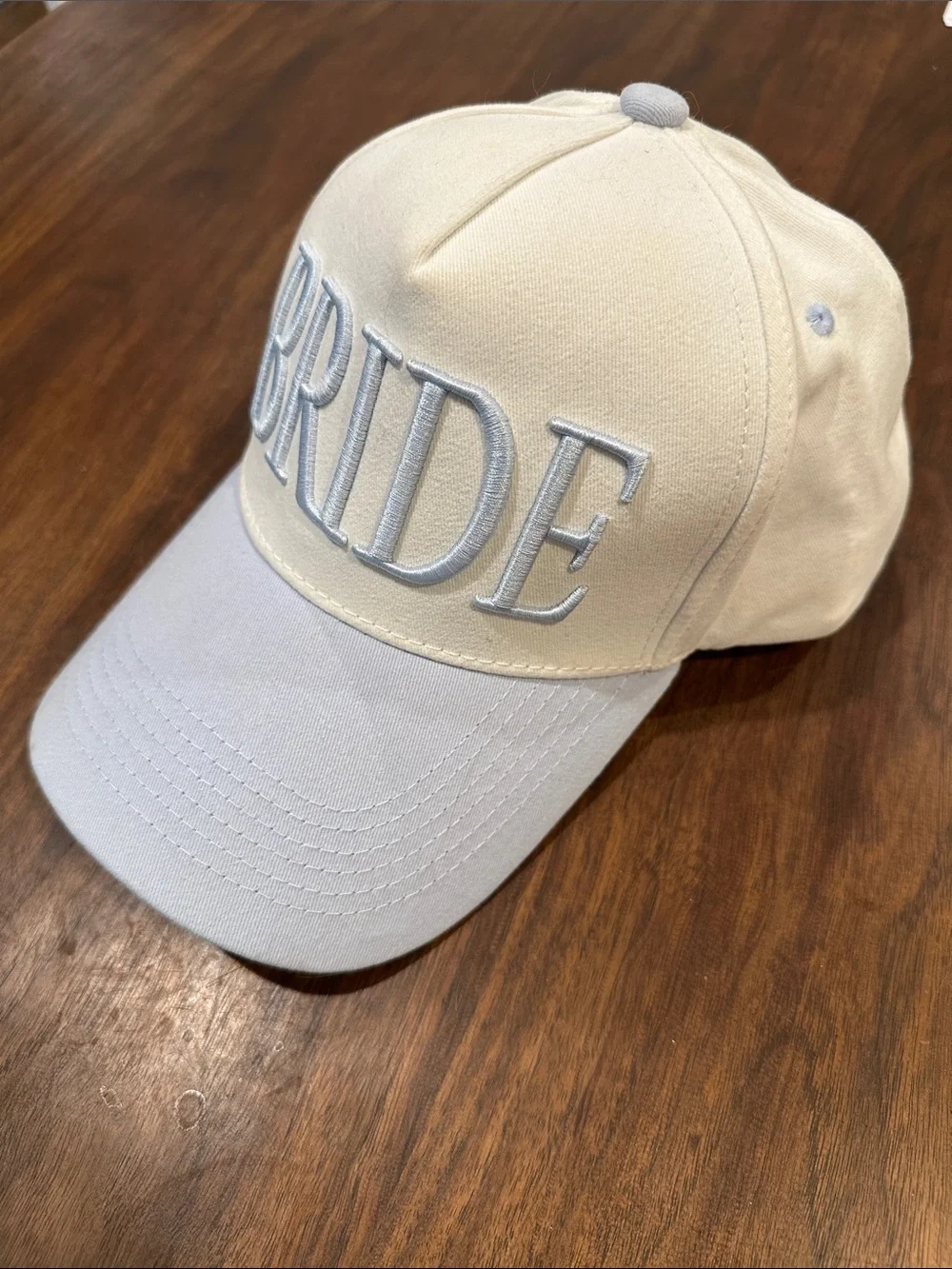 BRIDE Embroidered Two-Tone Baseball Cap - Cream and Light Blue